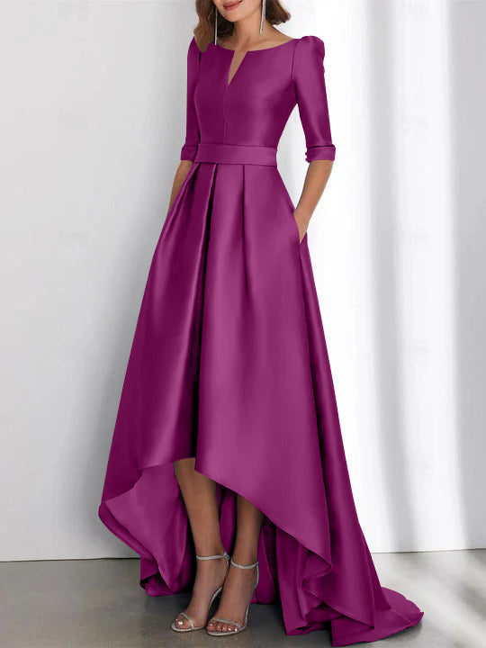 A-Line/Princess Half Sleeves Asymmetrical Mother Of The Bride Dresses With Pockets Orchid A-Line/Princess Half Sleeves Asymmetrical Mother Of The Bride Dresses With Pockets Orchid