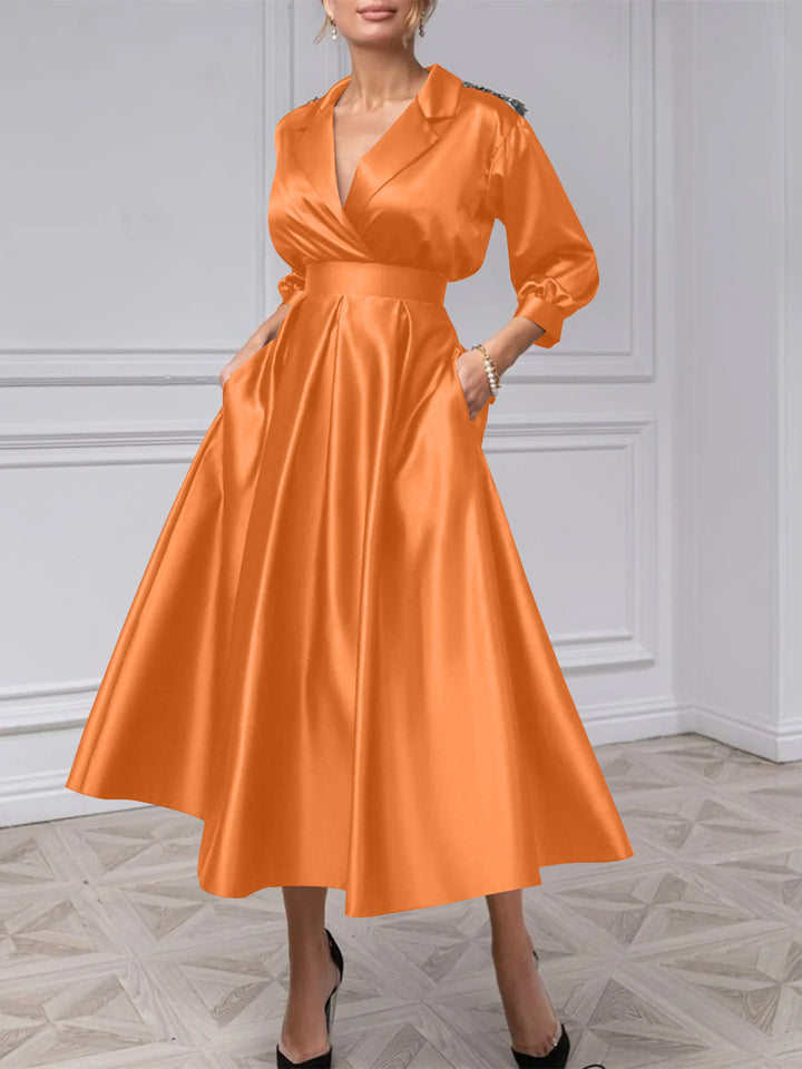 A-Line/Princess V-Neck 3/4 Sleeves Mother Of The Bride Dresses With Beading