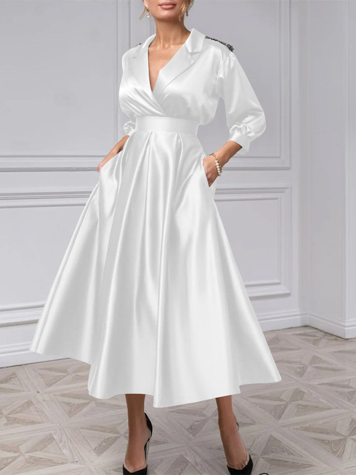 A-Line/Princess V-Neck 3/4 Sleeves Mother Of The Bride Dresses With Beading