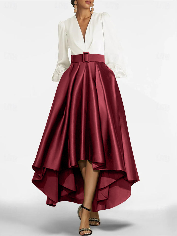 A-Line/Princess V-Neck Asymmetrical Mother Of The Bride Dresses With Belt