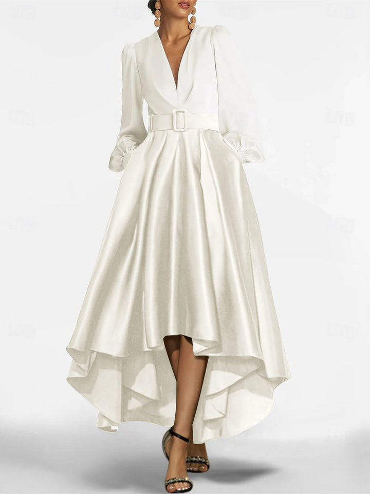 A-Line/Princess V-Neck Asymmetrical Mother Of The Bride Dresses With Belt