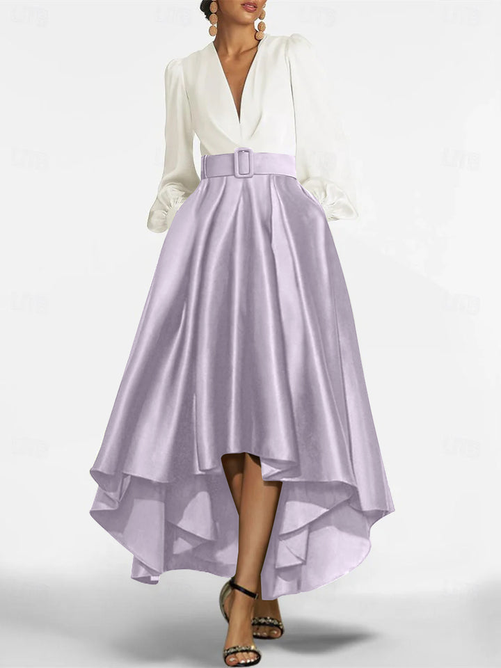 A-Line/Princess V-Neck Asymmetrical Mother Of The Bride Dresses With Belt