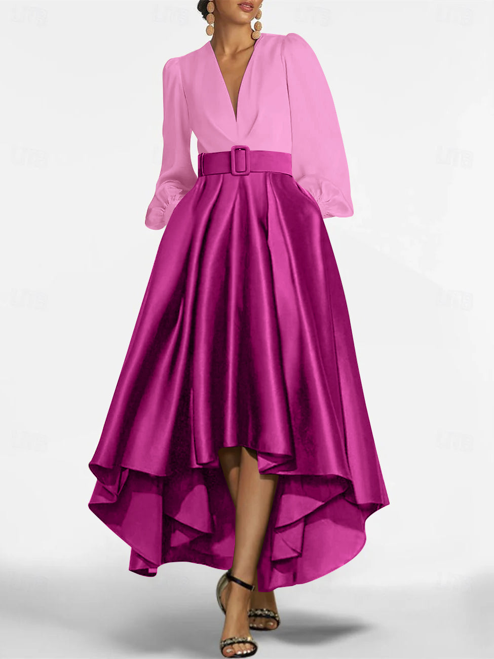 A-Line/Princess V-Neck Asymmetrical Mother Of The Bride Dresses With Belt