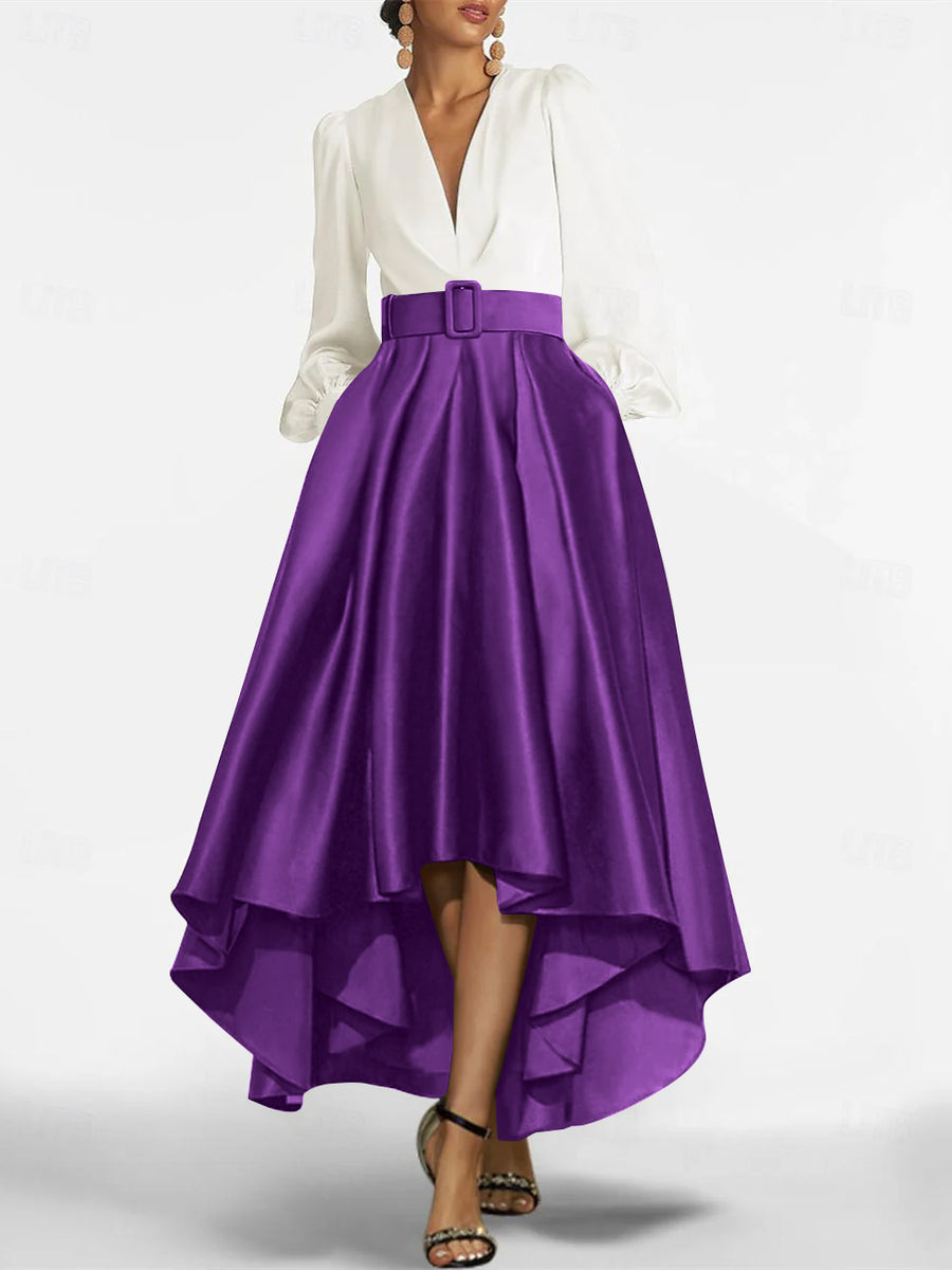 A-Line/Princess V-Neck Asymmetrical Mother Of The Bride Dresses With Belt