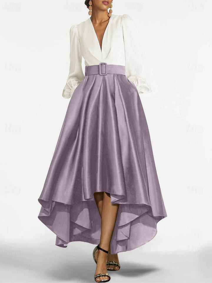 A-Line/Princess V-Neck Asymmetrical Mother Of The Bride Dresses With Belt