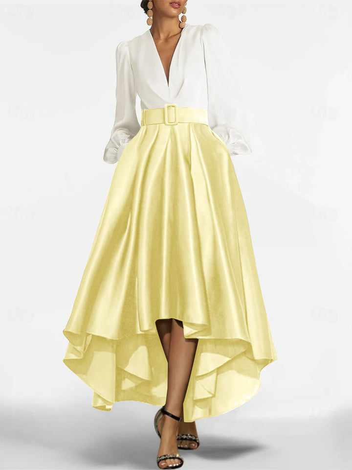 A-Line/Princess V-Neck Asymmetrical Mother Of The Bride Dresses With Belt