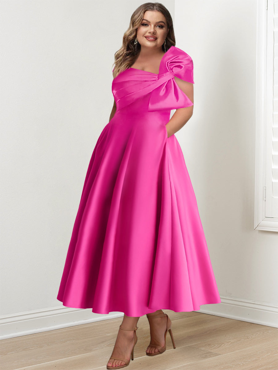 A-Line/Princess Off-the-Shoulder Sleeveless Ankle-Length Mother of the Bride Dresses with Bow(s)