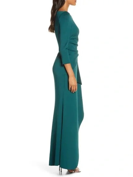 Sheath/Column 3/4 Sleeves Scoop Neck Mother of the Bride Dresses with Ruffles