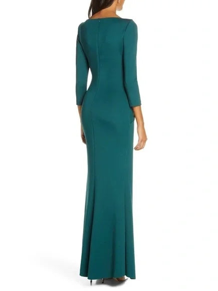 Sheath/Column 3/4 Sleeves Scoop Neck Mother of the Bride Dresses with Ruffles