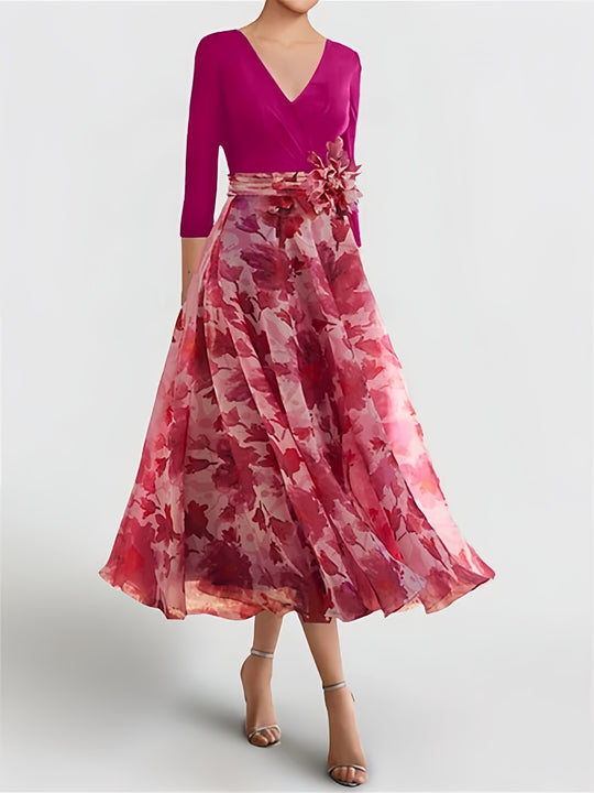 A-Line/Princess V-neck Floor-Length 3/4 Sleeves Mother of the Bride Dresses with Ruffles main image 0