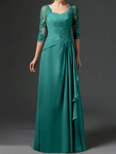 Sheath/Column One-Shoulder Silk Satin Mother of the Bride Dresses Split Side Ankle-Length Short Sleeves Ruched main image 1