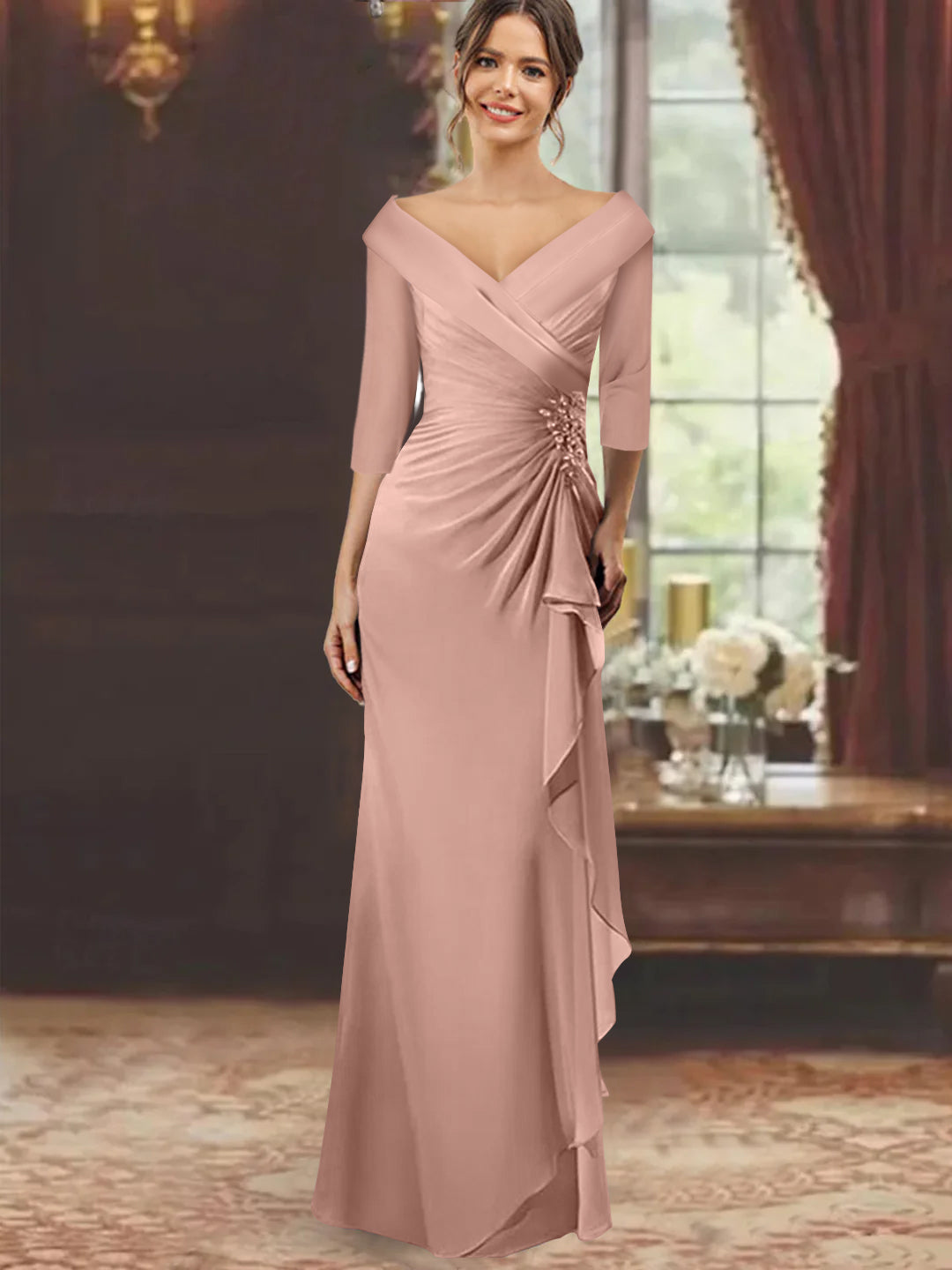 mauve mother of the bride dresses $96 To $134 & Groom Adorned with intricate beadwork Azazie Melena