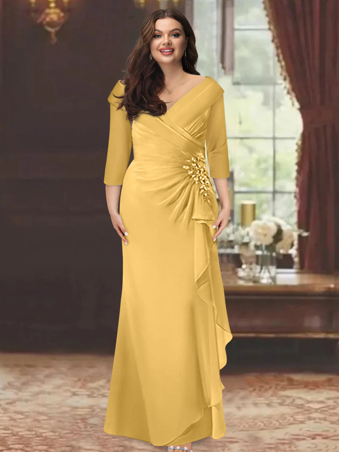 plus gold mother of the bride dresses Gold Mother Of The Bride Dress Sparkly Sequins Sheath Mother Of Bride Dress with Slit