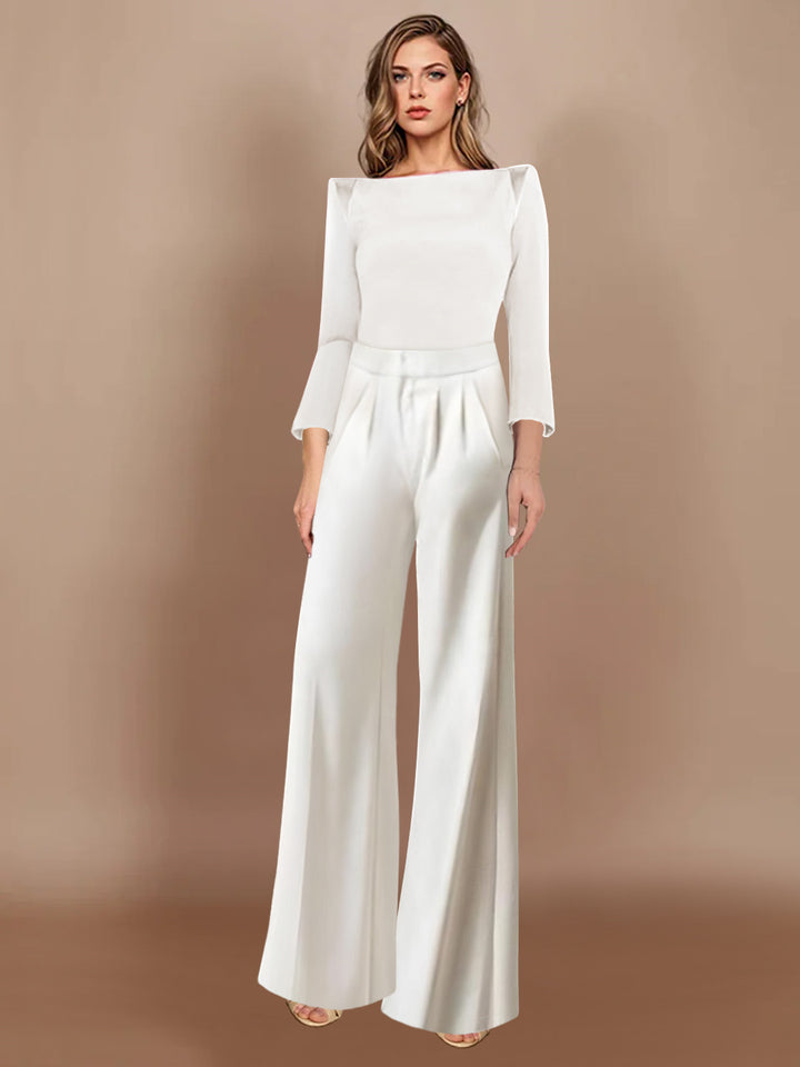 Sheath/Column Scoop Floor-Length Mother of the Bride Pantsuits