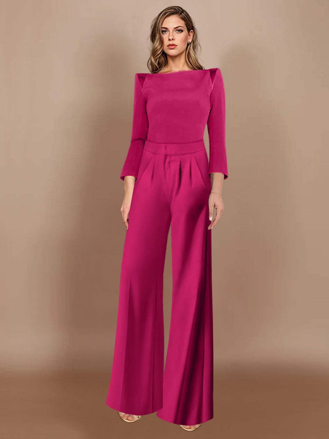 Sheath/Column Scoop Floor-Length Mother of the Bride Pantsuits