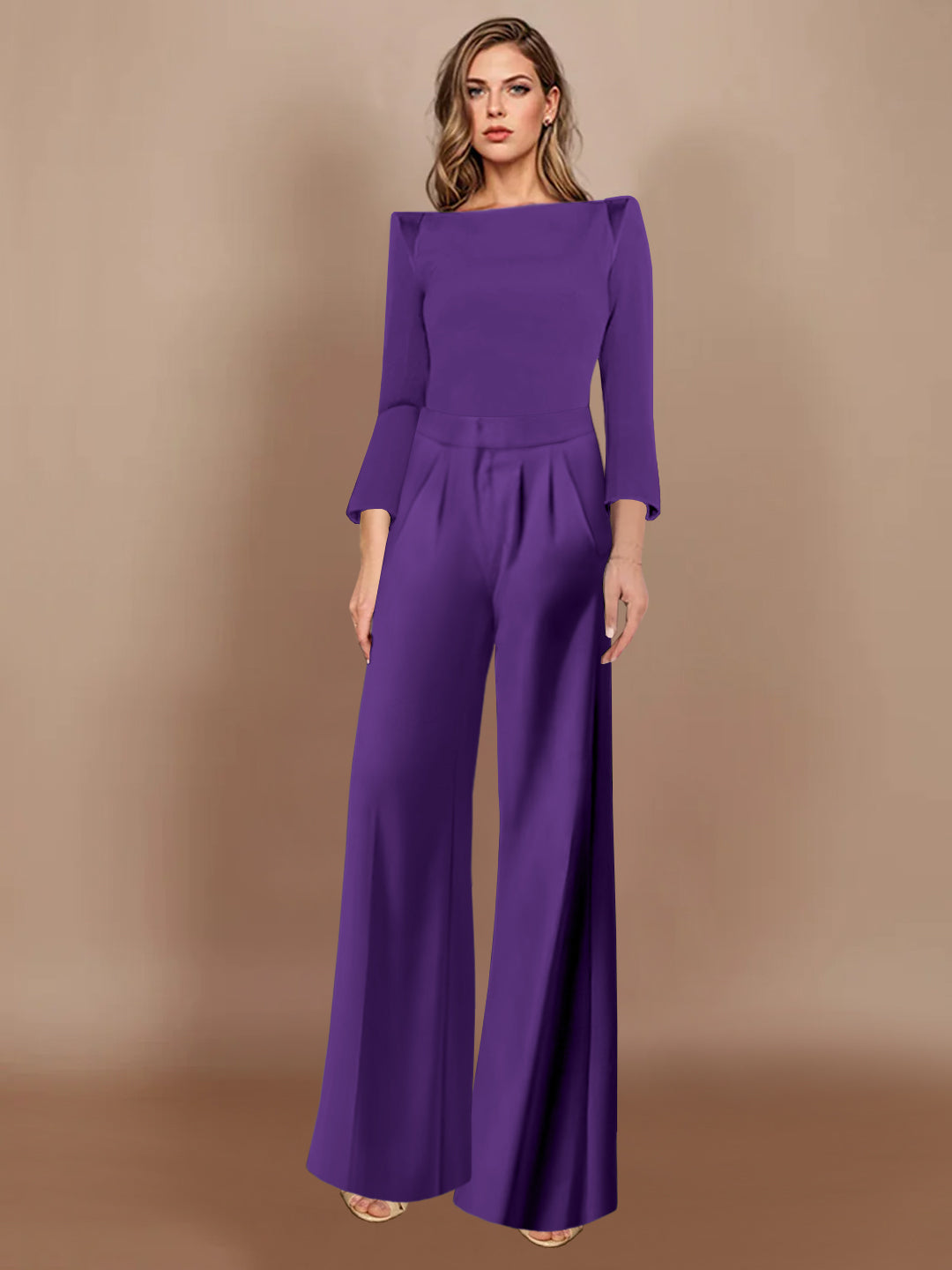 Sheath/Column Scoop Floor-Length Mother of the Bride Pantsuits