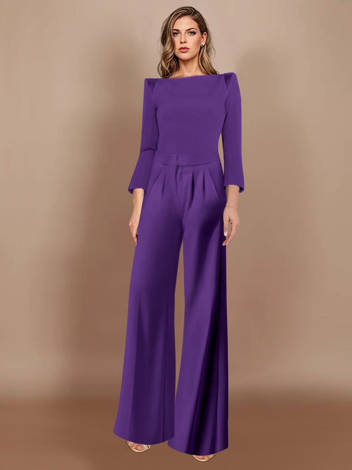 Sheath/Column Scoop Floor-Length Mother of the Bride Pantsuits