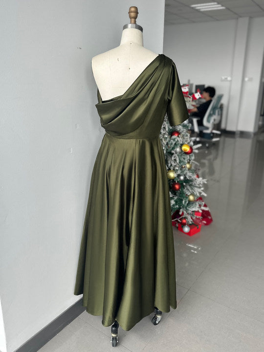 A-Line/Princess One-shoulder Half Sleeve Ankle-Length Plus Size Mother - Mondressy A-Line/Princess One-shoulder Half Sleeve Ankle-Length Plus Size Mother - Mondressy