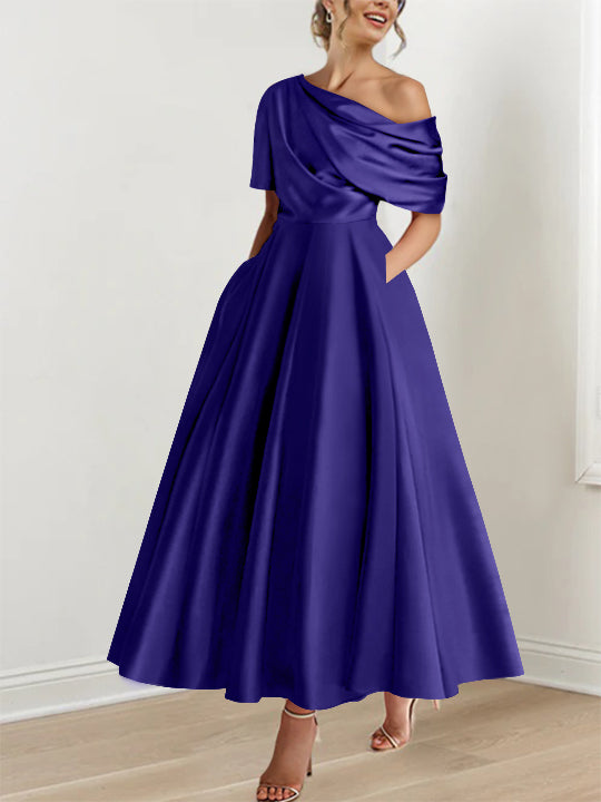 one shoulder regency ankle length mother of the bride dress