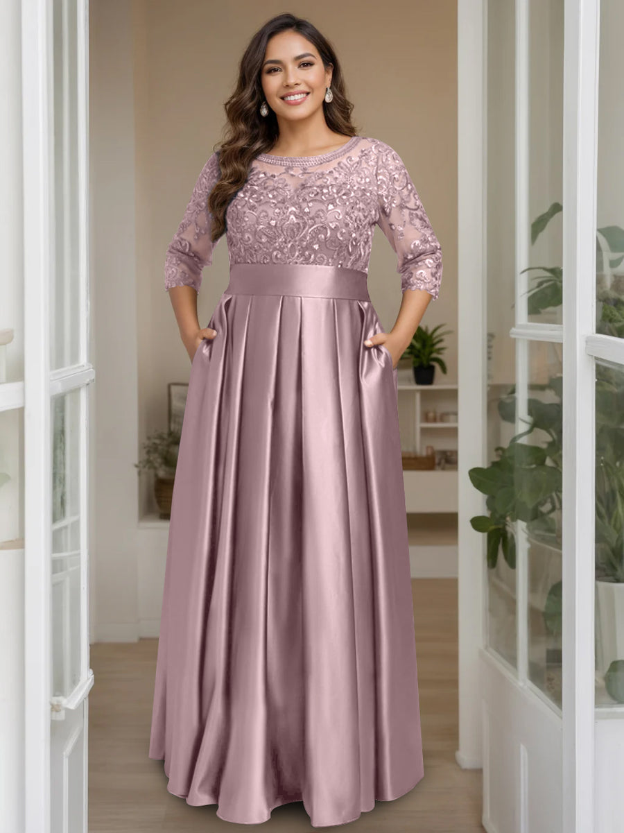 a-line plus size mother of the bride gown with bow