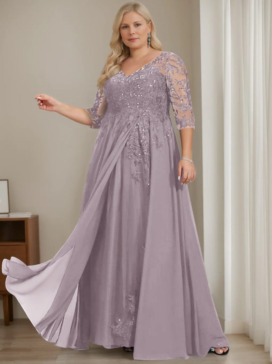Plus Size Halter Sleeveless A-Line/Princess Floor-Length Mother of the Bride Dress with Side Split main image 1