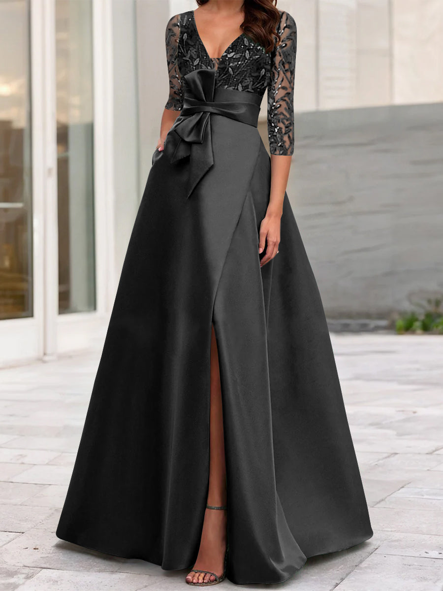 A-Line/Princess V-Neck Floor-Length Mother of the Bride Dresses with S