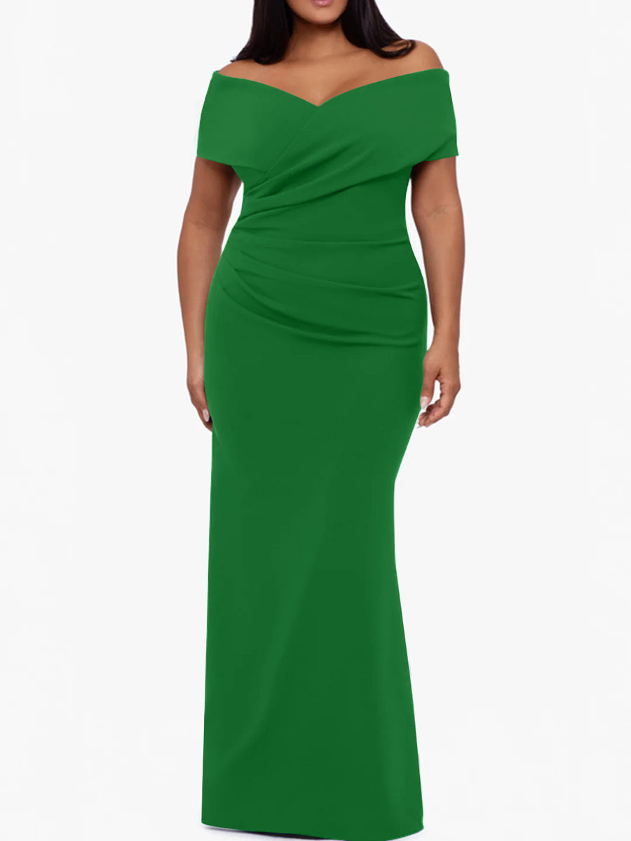 Trumpet/Mermaid Off-the-Shoulder Sleeveless Floor-Length Plus Size Mother Of The Bride Dresses