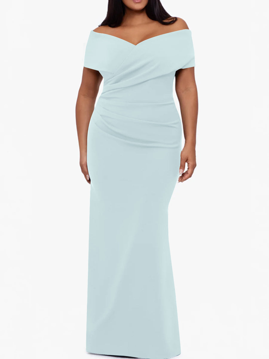 Trumpet/Mermaid Off-the-Shoulder Sleeveless Floor-Length Plus Size Mother Of The Bride Dresses