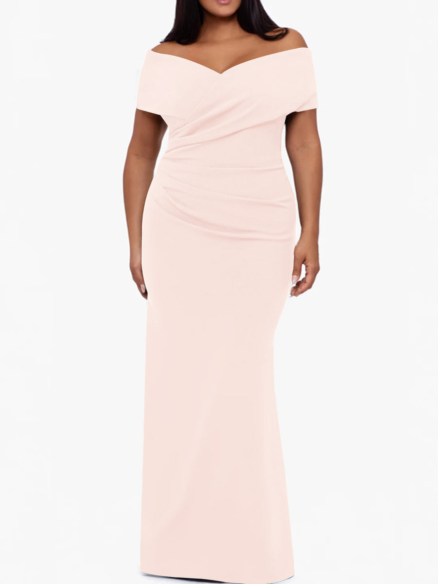 Trumpet/Mermaid Off-the-Shoulder Sleeveless Floor-Length Plus Size Mother Of The Bride Dresses