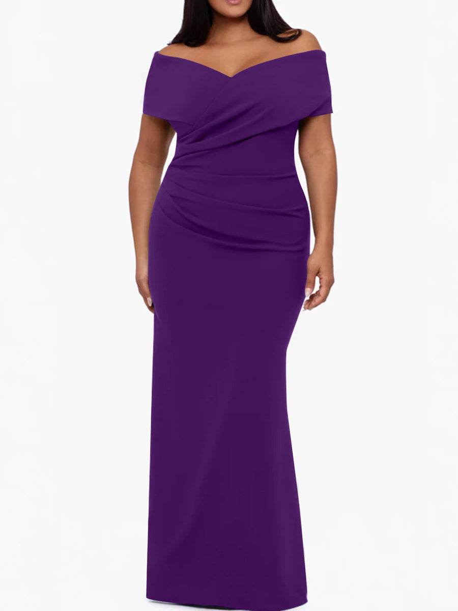 Trumpet/Mermaid Off-the-Shoulder Sleeveless Floor-Length Plus Size Mother Of The Bride Dresses