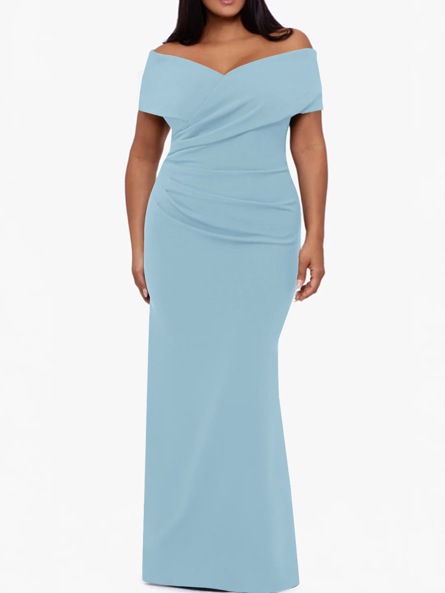 Trumpet/Mermaid Off-the-Shoulder Sleeveless Floor-Length Plus Size Mother Of The Bride Dresses