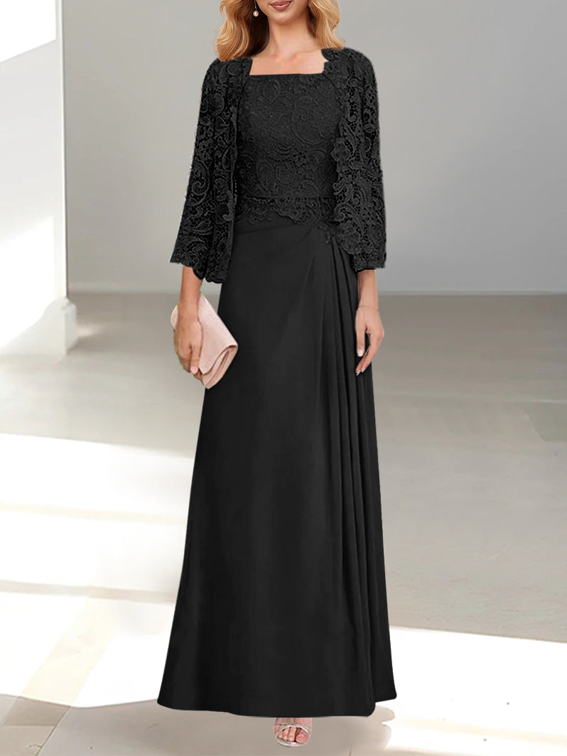 2 Pieces A-Line/Princess Scoop Floor-Length Mother of the Bride