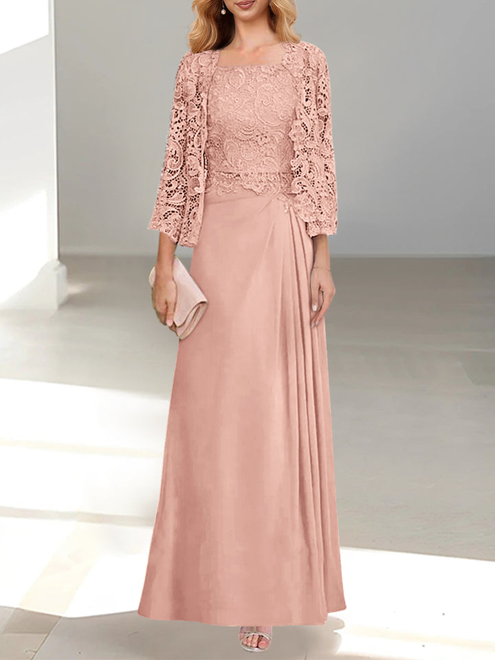 A-Line/Princess Scoop Floor-Length Mother of the Bride Dresses with Pleated & Sequins