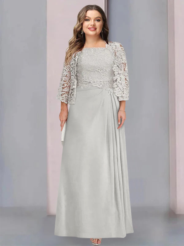 A-Line/Princess Scoop Floor-Length Mother of the Bride Dresses with Pleated & Sequins