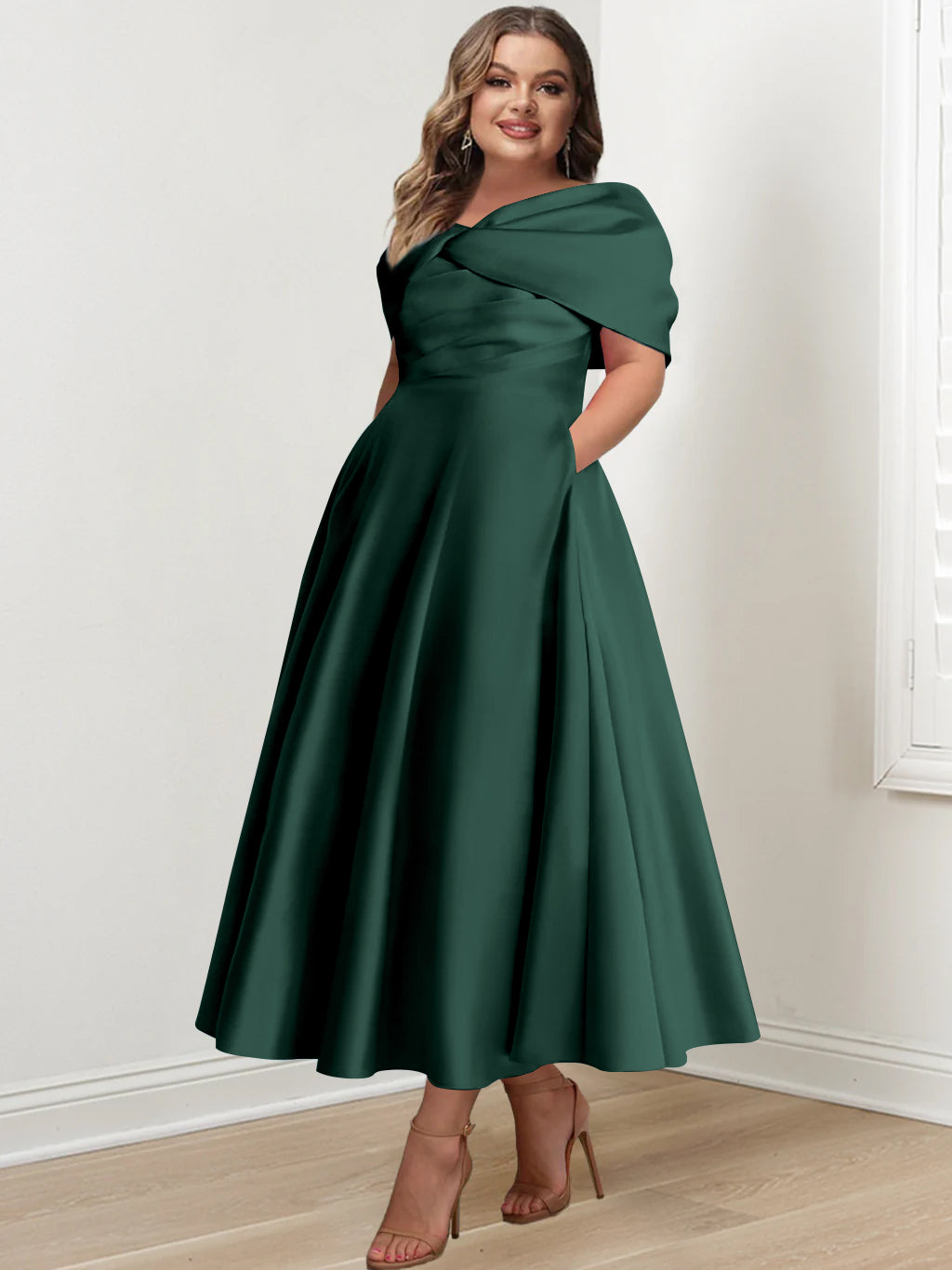A-Line/Princess Off-The-Shoulder Sleeveless Ankle-Length Plus Size Mother Of The Bride Dresses With Ruffles & Bowknot
