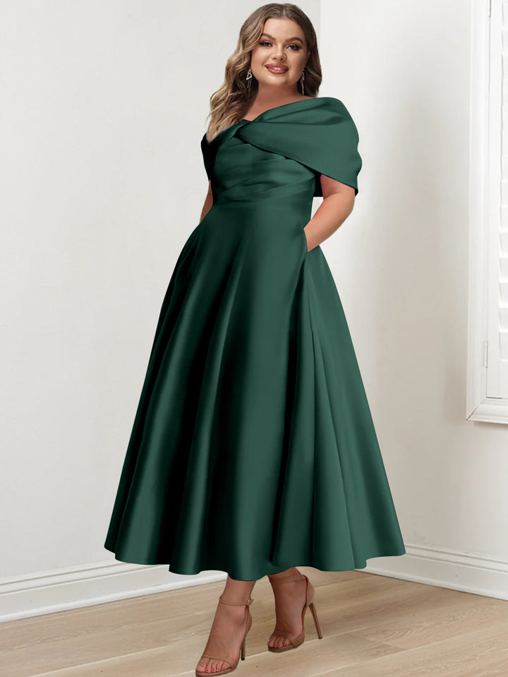A-Line/Princess Off-The-Shoulder Sleeveless Ankle-Length Plus Size Mother Of The Bride Dresses With Ruffles & Bowknot