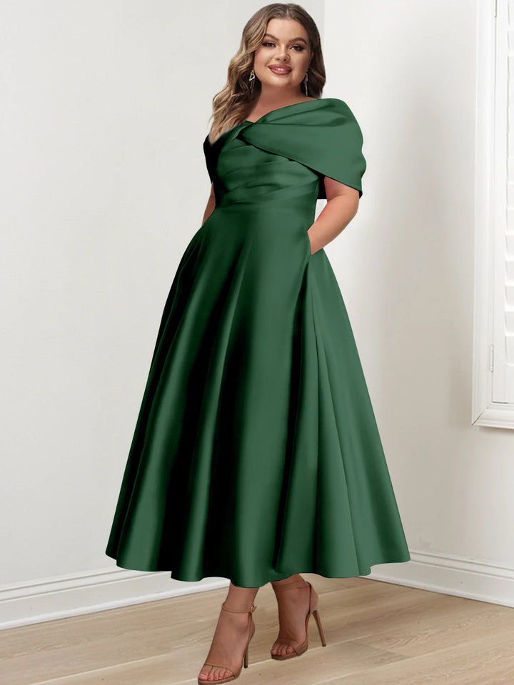 A-Line/Princess Off-The-Shoulder Sleeveless Ankle-Length Plus Size Mother Of The Bride Dresses With Ruffles & Bowknot