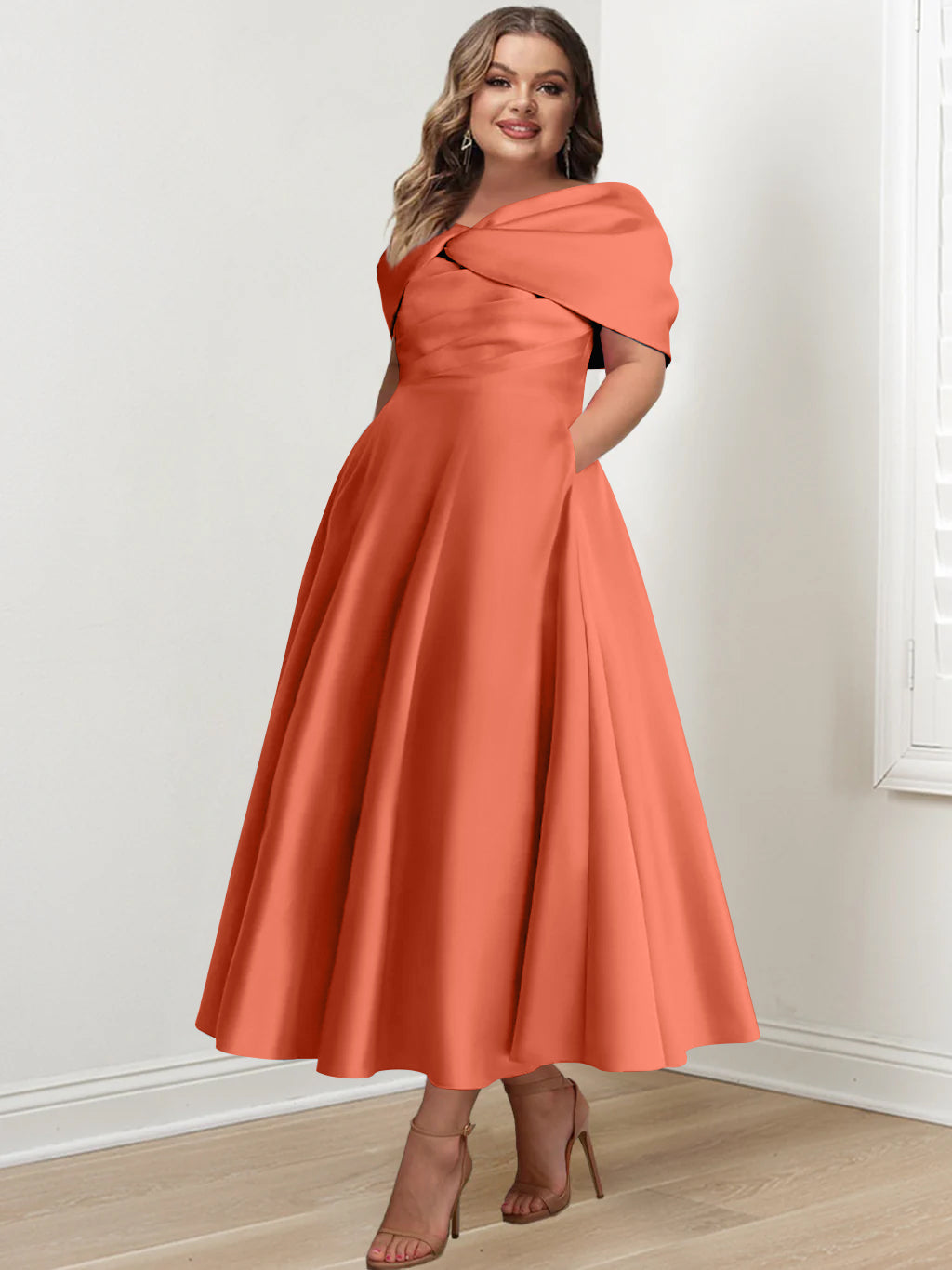 A-Line/Princess Off-The-Shoulder Sleeveless Ankle-Length Plus Size Mother Of The Bride Dresses With Ruffles & Bowknot
