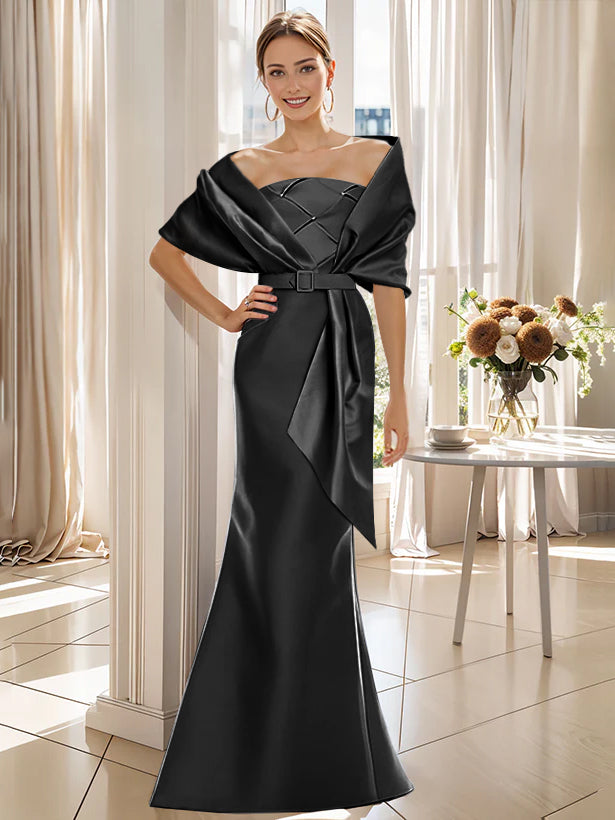 Trumpet 2 Pieces Floor-Length Mother of the Bride  & Groom Dresses with Wrap