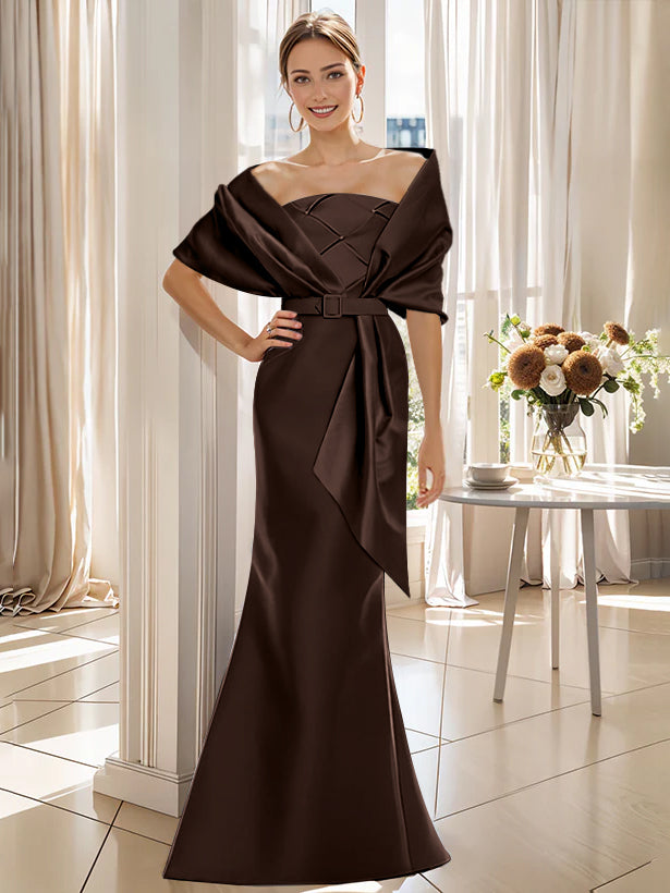 Trumpet 2 Pieces Floor-Length Mother of the Bride  & Groom Dresses with Wrap