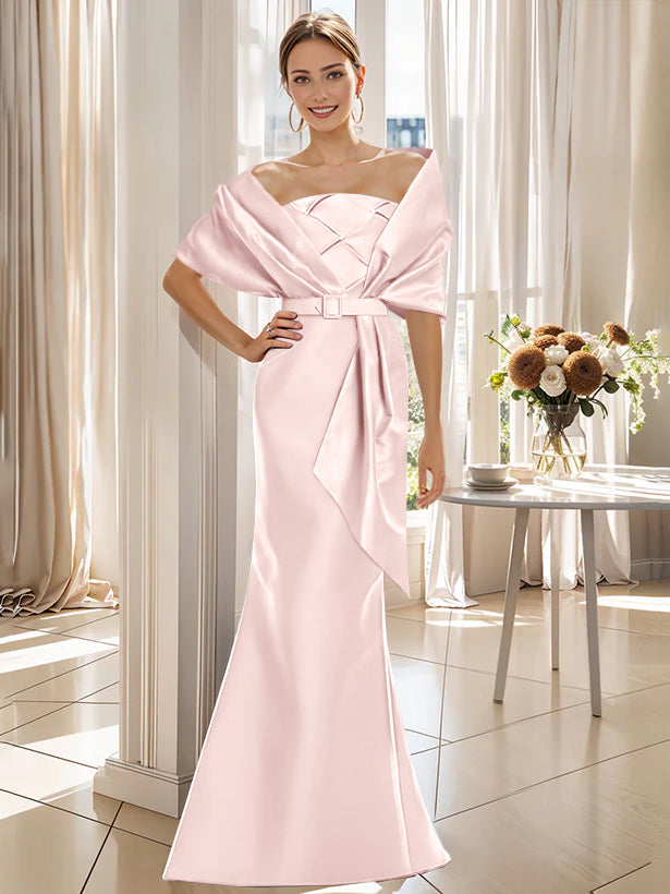 Trumpet 2 Pieces Floor-Length Mother of the Bride  & Groom Dresses with Wrap