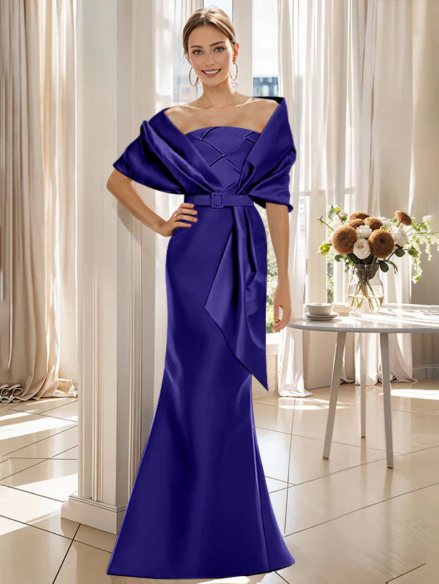 Trumpet 2 Pieces Floor-Length Mother of the Bride  & Groom Dresses with Wrap