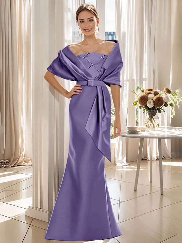 Trumpet 2 Pieces Floor-Length Mother of the Bride  & Groom Dresses with Wrap