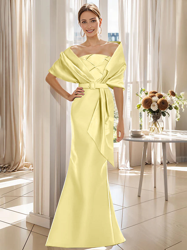 Trumpet 2 Pieces Floor-Length Mother of the Bride  & Groom Dresses with Wrap