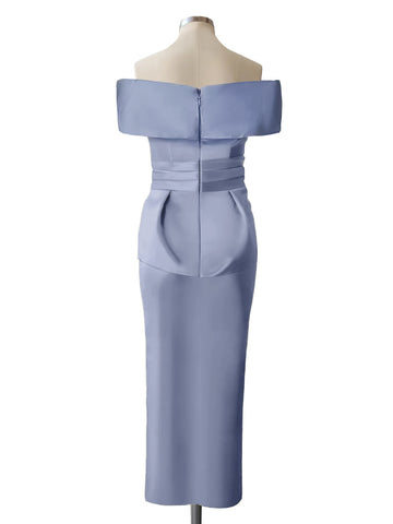 Sheath/Column Off-the-Shoulder Asymmetrical Plus Size Mother of the Bride Dresses with Ruffles main image 1