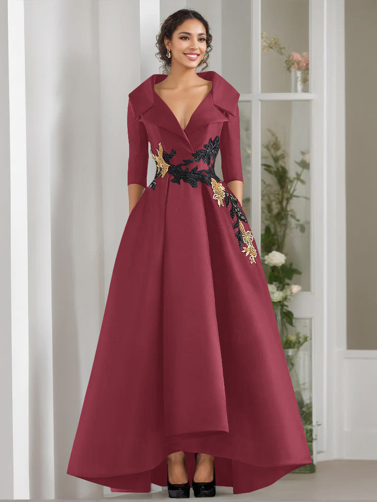 A-Line/Princess V-Neck 3/4 Sleeves Floor Length Mother of the