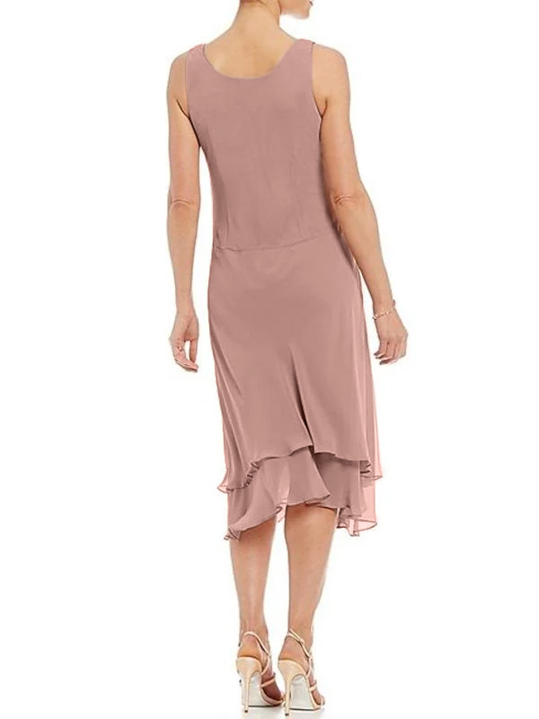 A-Line/Princess Round Neck Sleeveless Tea-Length Mother Of The Bride Dresses With Jacket