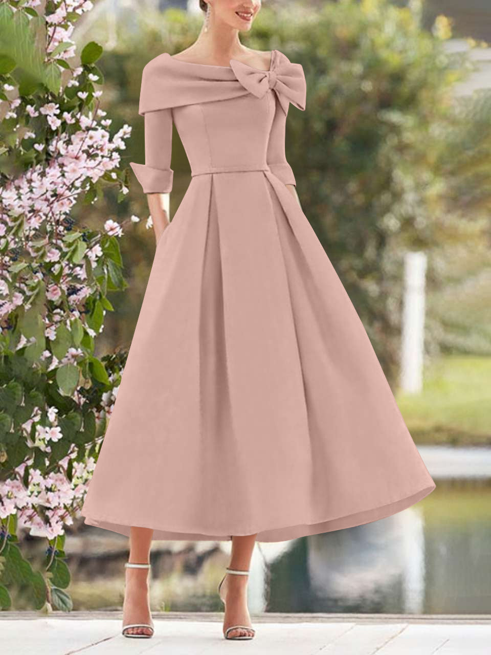 Church Dresses Sale Shein Boutique Dresses A-Line/Princess Cowl Neck Bow(s) 3/4 Sleeves Tea Length Elegant Mother Mondressy Church Dresses Sale Shein Boutique Dresses A-Line/Princess Cowl Neck Bow(s) 3/4 Sleeves Tea Length Elegant Mother Mondressy