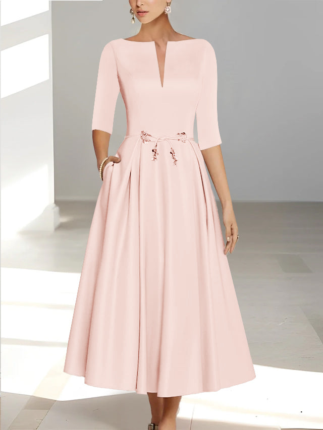 A-Line/Princess Half Sleeves Ankle Length Mother Of The Bride Dresses & Groom With Pockets Fuchsia A-Line/Princess Half Sleeves Ankle Length Mother Of The Bride Dresses & Groom With Pockets Fuchsia