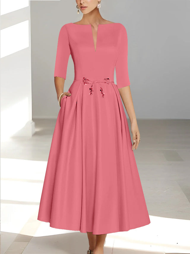 Midi Dress Mother Of The Groom Dresses With Pockets A-Line Mother Of The Bride Groom Dress With Pockets Half Midi Dress Mother Of The Groom Dresses With Pockets A-Line Mother Of The Bride Groom Dress With Pockets Half
